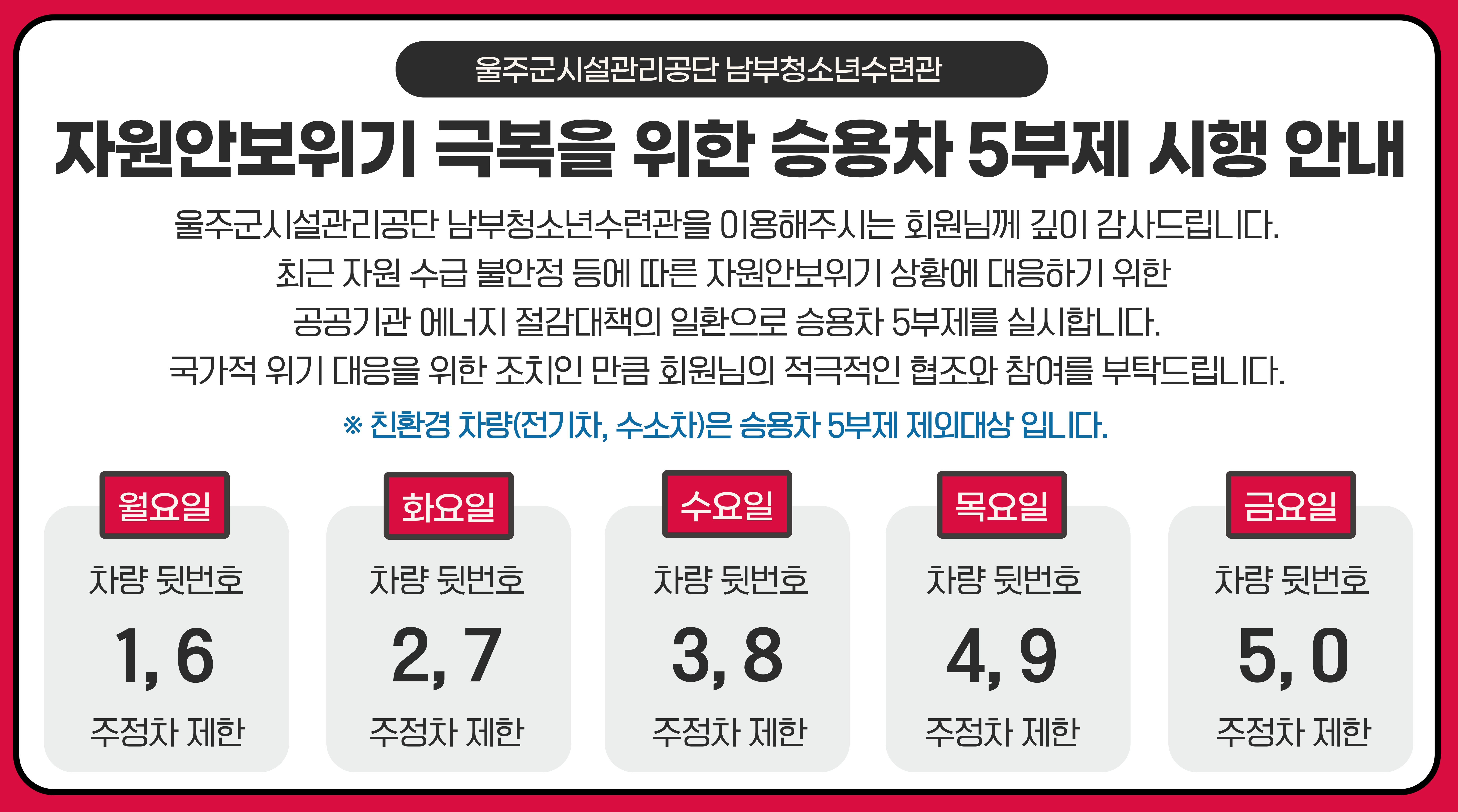 차량5부제 시행 안내