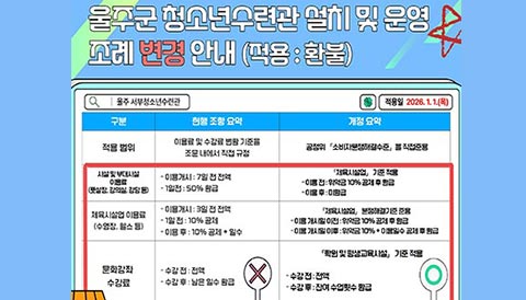 설치 및 운영조례 변경 안내