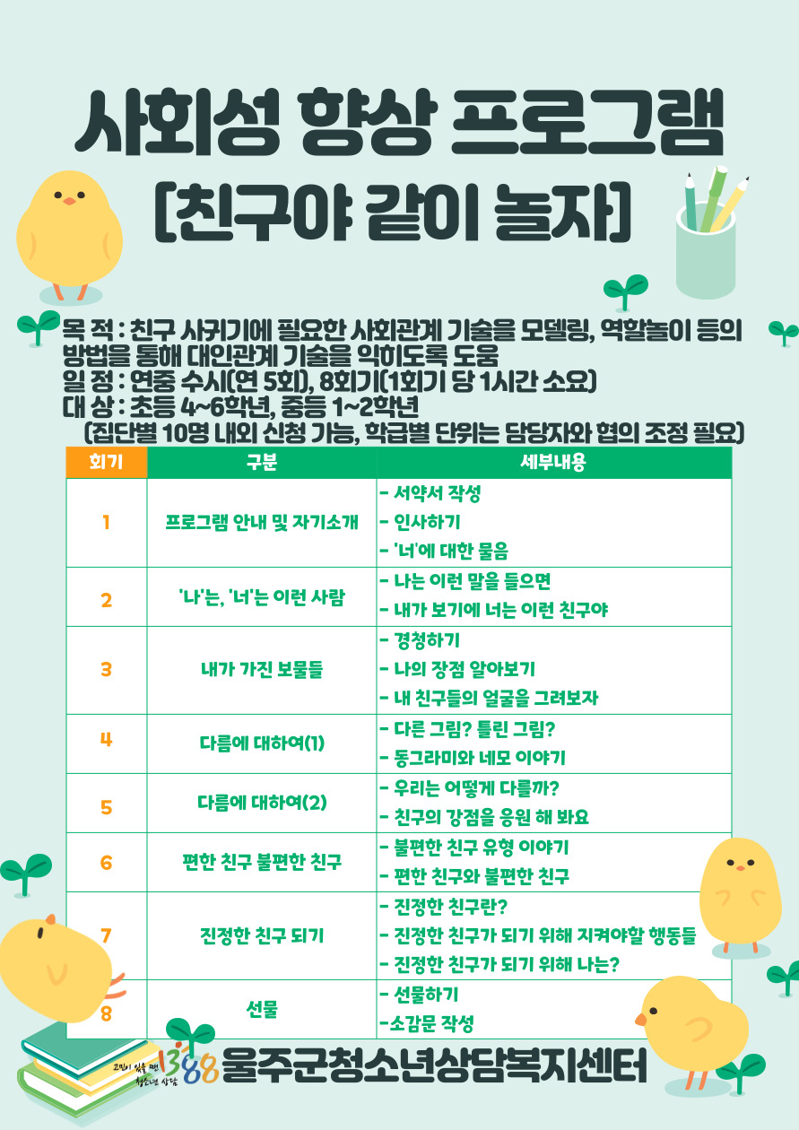 사회성 향상 집단상담[친구야 같이 놀자]