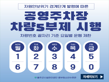 공영주차장 차량5부제 시행 안내